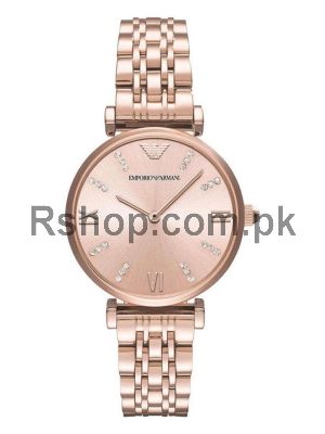 Emporio Armani Ladies Rose Gold T-Bar Watch AR11059