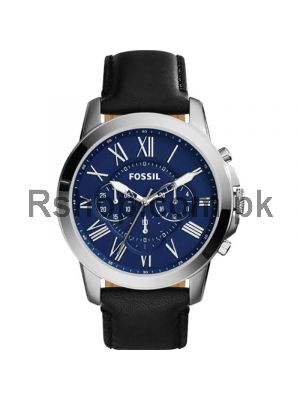 Fossil Grant Blue Dial Black Leather Men's Watch FS4990  (Same as Originial)