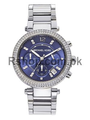 Michael Kors Parker Chronograph Navy Dial Stainless Steel Ladies Watch