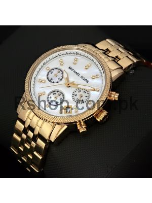 Michael Kors Ritz Chronograph Gold-Tone Ladies Buy Online Watches, 