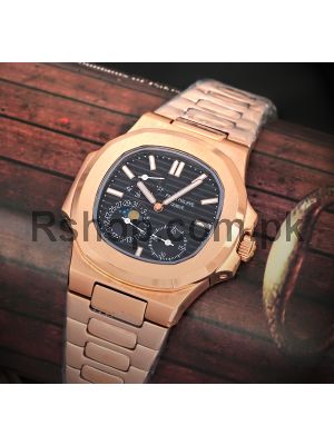 High quality replica Patek Philippe Nautilus Black Dial Rose Gold watches