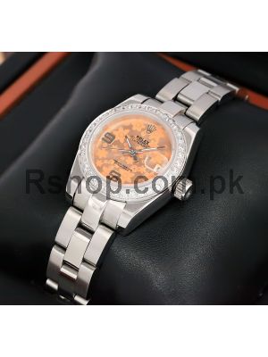 luxury Rolex Datejust Lady Floral Arabic Dial Diamond Bezel watches