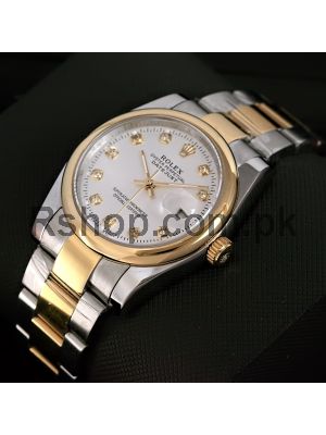Rolex Datejust Silver Diamond Dial Two Tone Oyster Bracelet Buy Online Watches