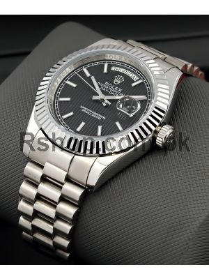 Rolex Day-Date  Black Stripe Motif Index Dial Watch