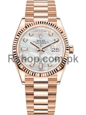 Rolex Day Date Everose Gold 128235 MOP Diamond Watch