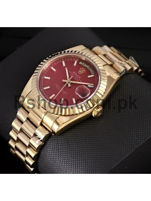 Rolex Day-Date Red Dial Men Watches