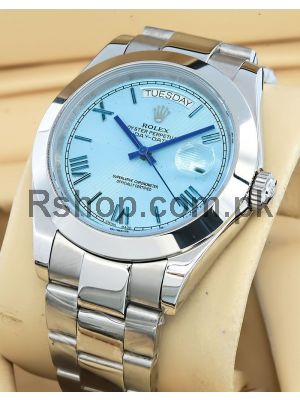 Rolex Day Date Ice Blue Quadrant Motif Dial Watch