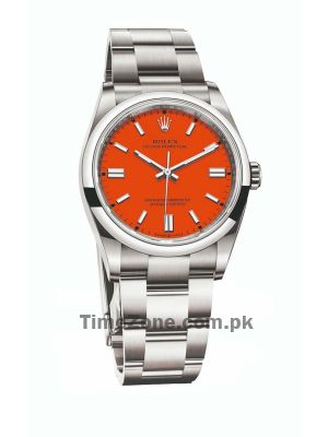 Rolex Oyster Perpetual Coral Red Dial Swiss Watch 17518