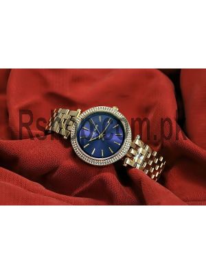 Michael Kors Ladies Darci Gold Tone Stainless Steel Navy Blue Dial Watch Price in Pakistan