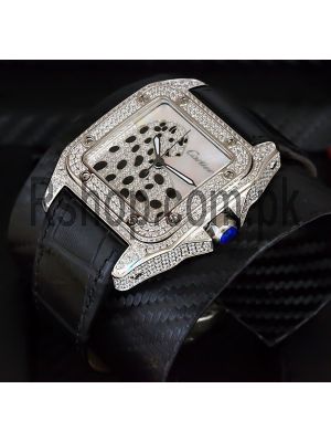 Cartier Santos 100 Diamond Pavé Leopard Dial Watch Price in Pakistan