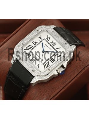 Cartier Santos 100 XL Iced Out Diamond Watch Price in Pakistan