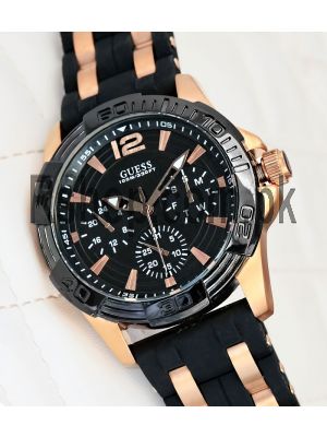 Guess Men's Rose Gold-Tone And Black Silicone Strap Watch Price in Pakistan