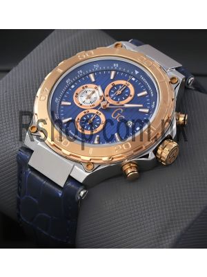 Guess Men's Rose Gold-Tone And Blue Watch