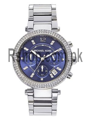 Michael Kors Parker Chronograph Navy Dial Stainless Steel Ladies Watch
