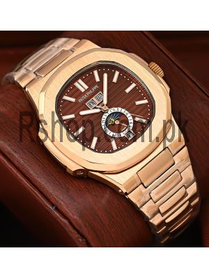 Patek Philippe Nautilus Chrono Rose Gold Brown Dial Watch Price in Pakistan