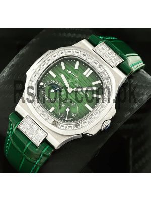 Patek Philippe  Nautilus Moon Phase Green Diamond Watch Price in Pakistan