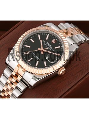 Rolex Datejust Black Dial Two Tone Watch