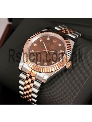 Rolex Datejust Brown Dial Two Tone Men Watch