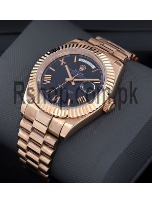 Rolex Day-Date Black Dial Everose Gold Watch Price in Pakistan