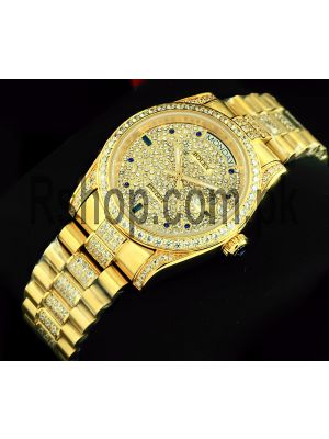 Rolex Day-Date Gold Diamond Pave Dial Watch Price in Pakistan