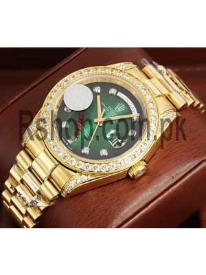 Rolex Day-Date Green Dial Diamond Swiss Watch Price in Pakistan