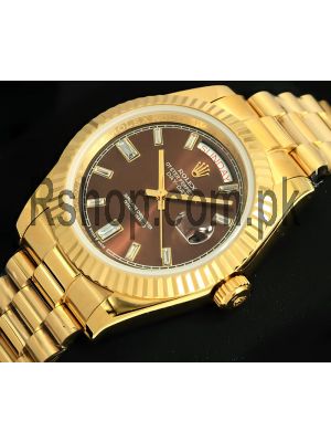 Rolex Day-Date II President Diamond Brown Dial Watch  (2021) Price in Pakistan