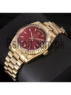 Rolex Day-Date Red Dial Men Watches