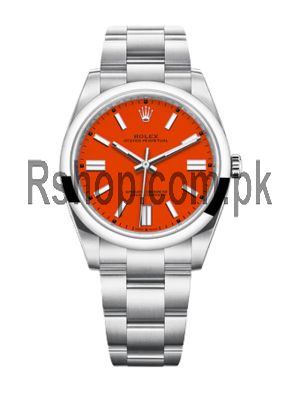 Rolex Oyster Perpetual Coral Red Dial Watch 