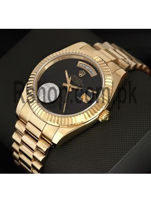 Rolex Oyster Perpetual Day-Date Black Dial Gold Watch Price in Pakistan