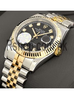 Rolex Rolesor Datejust Black Diamond Dial Jubilee Bracelet Swiss Watches,