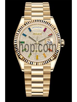 Rolex Day Date Pave Rainbow Dial 128238 Watch Price in Pakistan