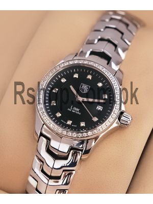 Tag Heuer Link lady watch with full diamond bezel and black dial Watch Price in Pakistan